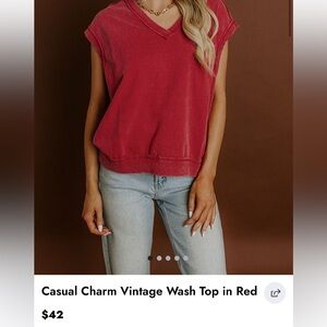 Impressions Casual Charm Vintage Wash Muscle Tee in Red